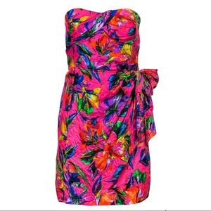 🆕NanetteLepore Silk Strapless Mini Side Tie Dress